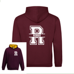 Load image into Gallery viewer, Personalised Kids Name & Initial Two Tone Hoodie, Custom Name Front And Back Team