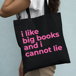 Load image into Gallery viewer, Funny Book Lover Tote Bag – I Like Big Books – Black Cotton Reading Gift