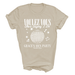Load image into Gallery viewer, Personalised Hen Party Tshirts Disco Voulez Vous Saying I Do Bridal Party Shirts (Sand)