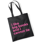 Load image into Gallery viewer, Funny Book Lover Tote Bag – I Like Big Books – Black Cotton Reading Gift