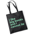 Load image into Gallery viewer, Funny Book Lover Tote Bag – I Like Big Books – Black Cotton Reading Gift