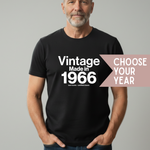 Load image into Gallery viewer, Custom Personalised Vintage Made In Your Year Unisex T-Shirt - Birthday Milestone Gift