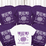 Load image into Gallery viewer, Personalised Hen Party Tshirts Disco Voulez Vous Saying I Do Bridal Party Shirts (Purple)