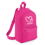 Load image into Gallery viewer, a pink backpack with a heart and paw prints