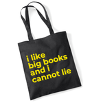 Load image into Gallery viewer, Funny Book Lover Tote Bag – I Like Big Books – Black Cotton Reading Gift