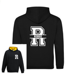 Load image into Gallery viewer, Personalised Kids Name & Initial Two Tone Hoodie, Custom Name Front And Back Team
