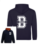 Load image into Gallery viewer, Personalised Kids Name & Initial Two Tone Hoodie, Custom Name Front And Back Team