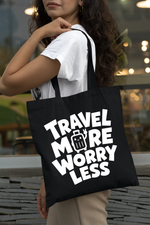 Load image into Gallery viewer, Travel More Worry Less Lightweight Cotton Tote Bag