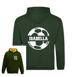 Load image into Gallery viewer, a green hoodie with a picture of a soccer ball