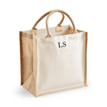 Load image into Gallery viewer, Personalised Small Initial Monogram Jute Tote Bag