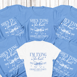 Load image into Gallery viewer, Personalised Hen Party T shirts Tying The Knot Bridal Party Shirts (Blue)