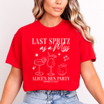 Load image into Gallery viewer, Last Spritz As A Miss Personalised Hen Party T-Shirts Red