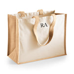 Load image into Gallery viewer, Personalised Small Initial Monogram Large Jute Tote Bag