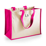 Load image into Gallery viewer, Personalised Small Initial Monogram Large Jute Tote Bag