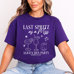 Load image into Gallery viewer, Last Spritz As A Miss Personalised Hen Party T-Shirts Purple