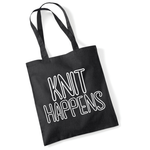 Load image into Gallery viewer, Knit Happens Tote Bag Funny Knitting Tote with Neon Text