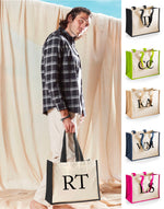 Load image into Gallery viewer, Personalised Initial Monogram Large Jute Tote Bag