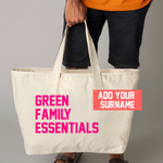 Load image into Gallery viewer, Custom Text Oversized Canvas Tote Bag Family Essentials