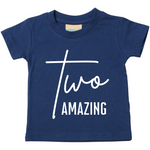 Load image into Gallery viewer, a blue t - shirt that says two amazing