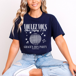 Load image into Gallery viewer, Personalised Hen Party Tshirts Disco Voulez Vous Saying I Do Bridal Party Shirts (Navy)