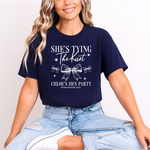 Load image into Gallery viewer, Personalised Hen Party T shirts Tying The Knot Bridal Party Shirts (Navy)