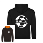 Load image into Gallery viewer, a black hoodie with a soccer ball on it