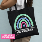Load image into Gallery viewer, Personalised Teacher Tote Bag – Custom Name Rainbow Gift – Teaching Tiny Humans