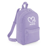 Load image into Gallery viewer, a purple backpack with the word jasper on it