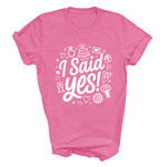 Load image into Gallery viewer, I Said Yes Adult Engagement T-Shirt Bride To Be Doodle Design Engaged Tee