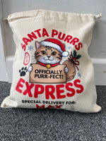 Load image into Gallery viewer, Personalised Cat Christmas Sack โ Custom Name Recycled Cotton Gift Bag