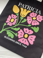 Load image into Gallery viewer, Personalised Birthday Tote Bag, Blooming Since Birth Year Gift, Floral Name Bag