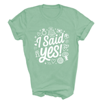 Load image into Gallery viewer, I Said Yes Adult Engagement T-Shirt Bride To Be Doodle Design Engaged Tee