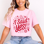 Load image into Gallery viewer, I Said Yes Adult Engagement T-Shirt Bride To Be Doodle Design Engaged Tee