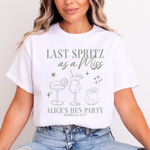 Load image into Gallery viewer, Last Spritz As A Miss Personalised Hen Party T-Shirts Sage