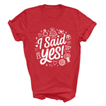 Load image into Gallery viewer, I Said Yes Adult Engagement T-Shirt Bride To Be Doodle Design Engaged Tee