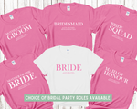 Load image into Gallery viewer, Custom Personalised Hen Party T shirts Bridal Role Pink