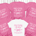 Load image into Gallery viewer, Personalised Hen Party T shirts Tying The Knot Bridal Party Shirts (Azalea)