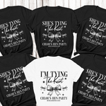 Load image into Gallery viewer, Personalised Hen Party T shirts Tying The Knot Bridal Party Shirts (Black)