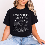 Load image into Gallery viewer, Last Spritz As A Miss Personalised Hen Party T-Shirts Black