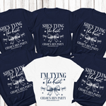 Load image into Gallery viewer, Personalised Hen Party T shirts Tying The Knot Bridal Party Shirts (Navy)