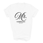 Load image into Gallery viewer, Mr and Mrs Personalised T-Shirts, Matching Newlywed Honeymoon Couple Shirts