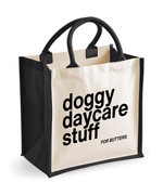Load image into Gallery viewer, Personalised Doggy Daycare Stuff Bag – Custom Jute Tote for Pet Essentials, Puppy Storage Bag
