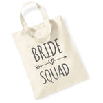 Load image into Gallery viewer, Natural Bride Squad mini tote bag with black text