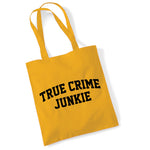 Load image into Gallery viewer, True Crime Junkie cotton tote bag in mustard
