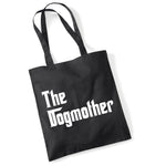 Load image into Gallery viewer, a black tote bag with the word the dogmother printed on it