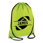 Load image into Gallery viewer, Personalised Name Drawstring American Football Bag SPLIT Design