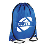 Load image into Gallery viewer, Personalised Name Drawstring American Football Bag SPLIT Design