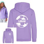Load image into Gallery viewer, a purple hoodie with a soccer ball on it