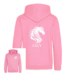 Load image into Gallery viewer, Kids Personalised Horse Hoodie – Custom Name Hoody For Young Rider