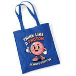 Load image into Gallery viewer, Think Like a Proton cotton tote bag in royal blue